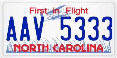 NC license plate AAV5333