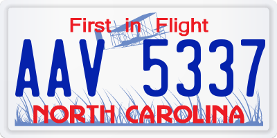 NC license plate AAV5337