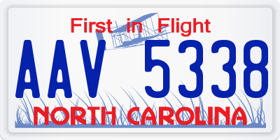 NC license plate AAV5338