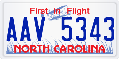 NC license plate AAV5343