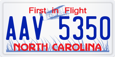 NC license plate AAV5350