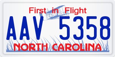NC license plate AAV5358