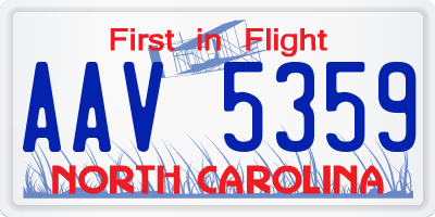 NC license plate AAV5359