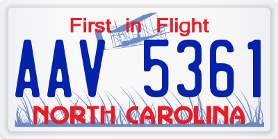 NC license plate AAV5361