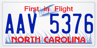 NC license plate AAV5376