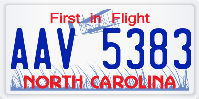 NC license plate AAV5383