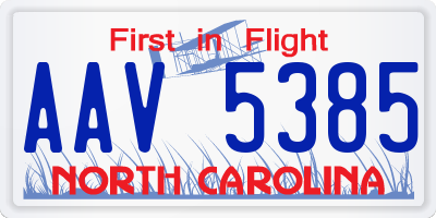 NC license plate AAV5385