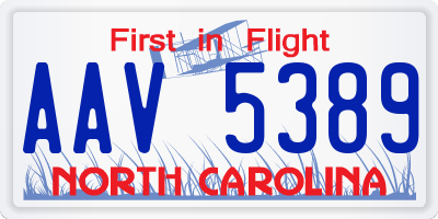 NC license plate AAV5389