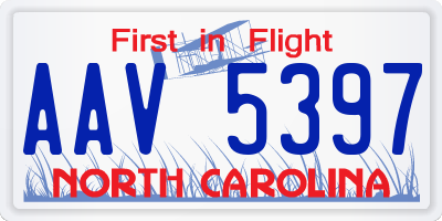 NC license plate AAV5397