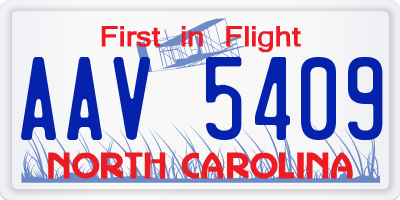 NC license plate AAV5409