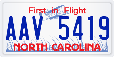NC license plate AAV5419
