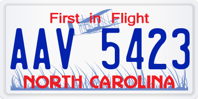 NC license plate AAV5423