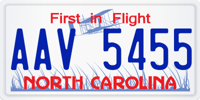 NC license plate AAV5455