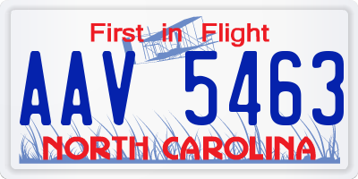 NC license plate AAV5463
