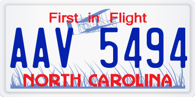 NC license plate AAV5494