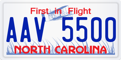 NC license plate AAV5500