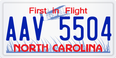 NC license plate AAV5504