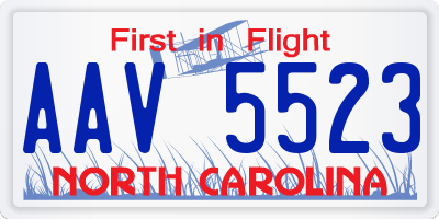 NC license plate AAV5523