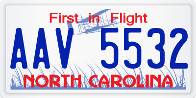 NC license plate AAV5532