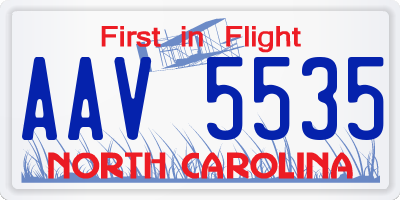 NC license plate AAV5535