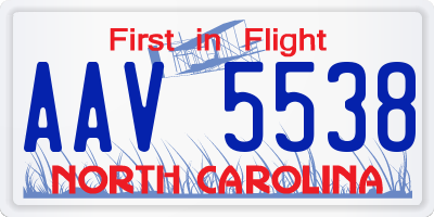 NC license plate AAV5538