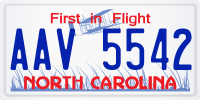 NC license plate AAV5542