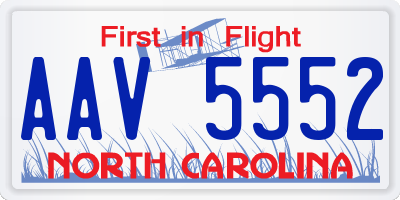 NC license plate AAV5552