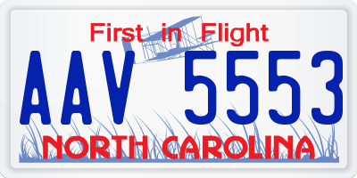NC license plate AAV5553