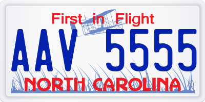 NC license plate AAV5555