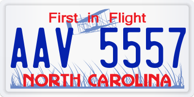 NC license plate AAV5557