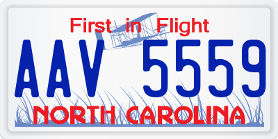 NC license plate AAV5559