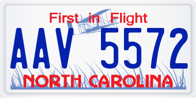 NC license plate AAV5572