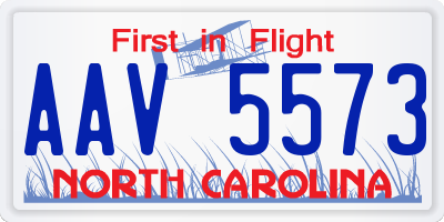 NC license plate AAV5573