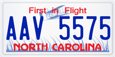 NC license plate AAV5575