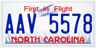 NC license plate AAV5578