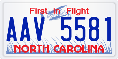 NC license plate AAV5581