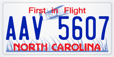 NC license plate AAV5607