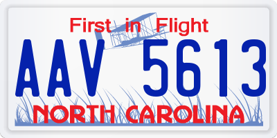 NC license plate AAV5613