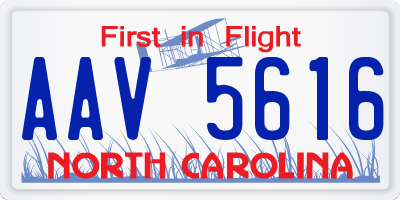 NC license plate AAV5616