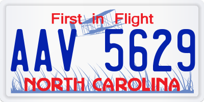 NC license plate AAV5629