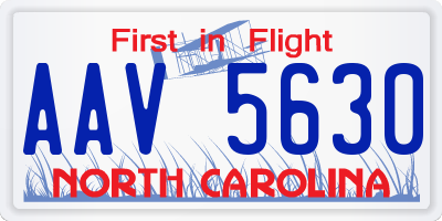 NC license plate AAV5630