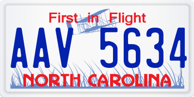 NC license plate AAV5634