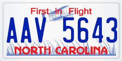 NC license plate AAV5643