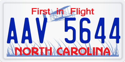 NC license plate AAV5644