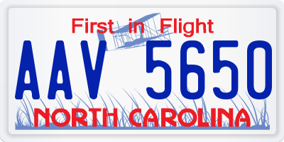 NC license plate AAV5650
