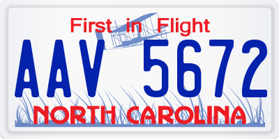 NC license plate AAV5672