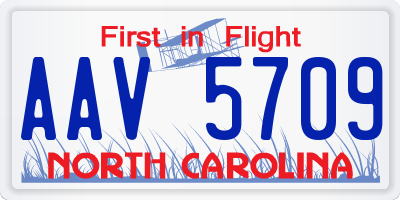 NC license plate AAV5709