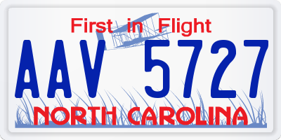 NC license plate AAV5727