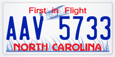 NC license plate AAV5733