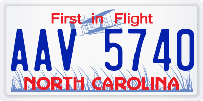 NC license plate AAV5740